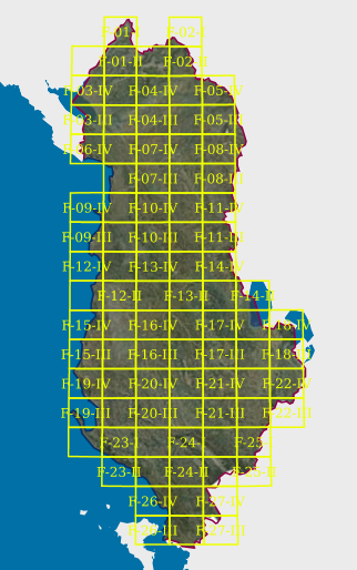 Graphic overview for Map Nomenclature 1:50000 (Italian)
