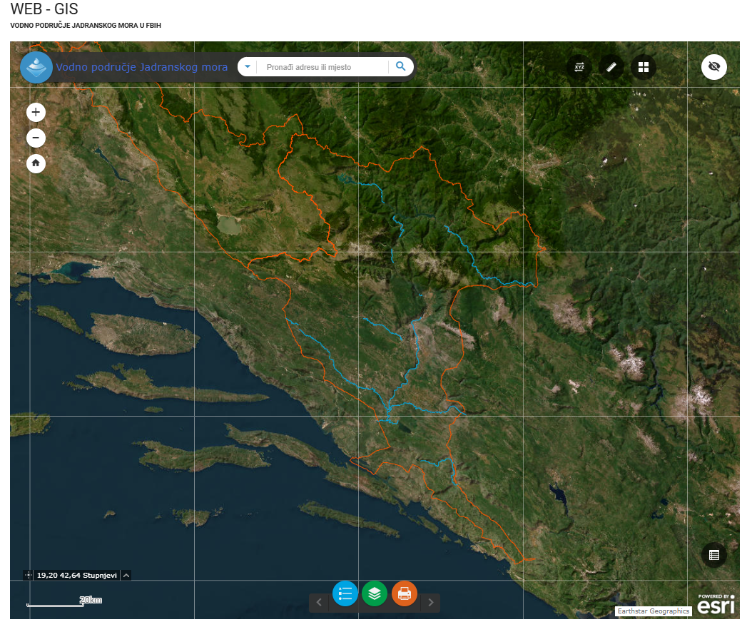 Graphic overview for Category I watercourses in the Adriatic Sea water area