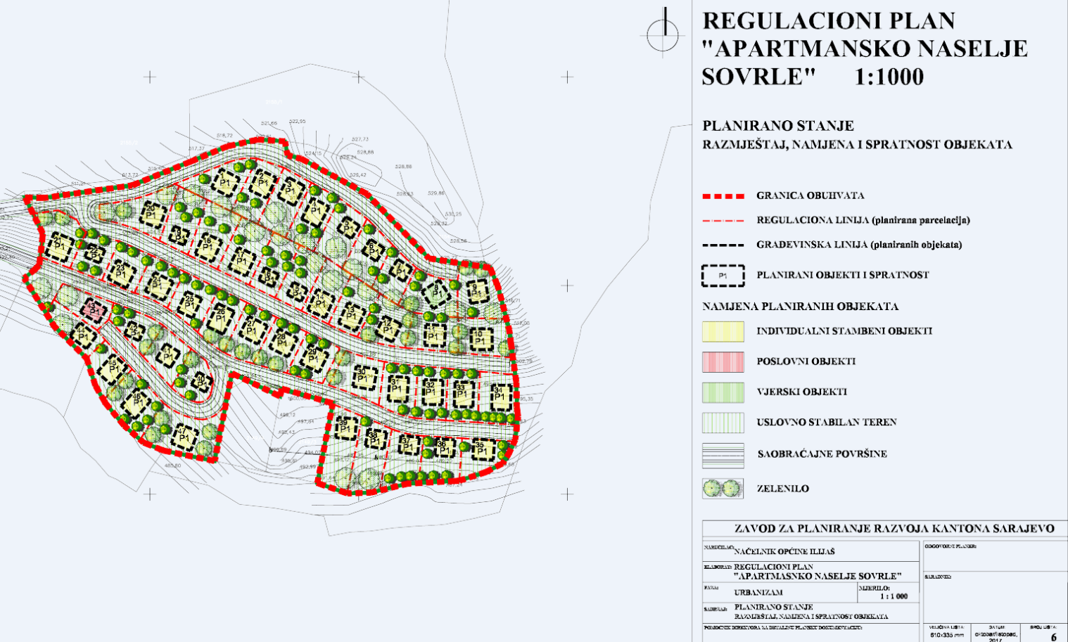 Graphic overview for Regulatory plan "Apartment settlement Sovrle" - Ilijaš