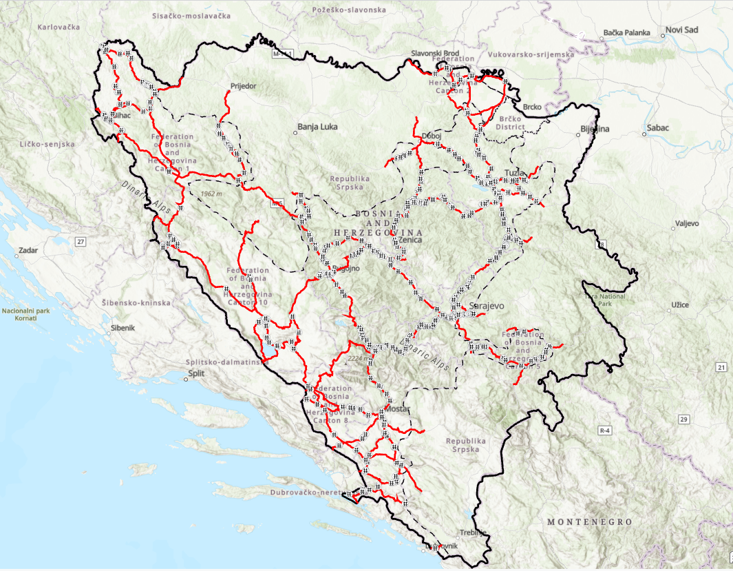 Graphic overview for Bridges on the main road network of the Federation of Bosnia and Herzegovina