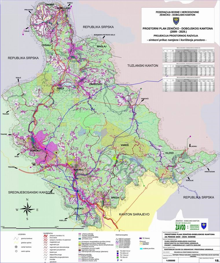 Graphic overview for Spatial Plan of Zenica-Doboj Canton 2009-2029.