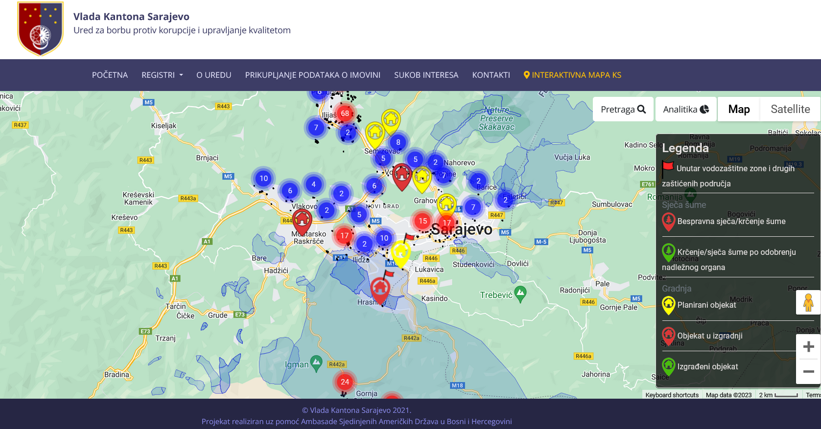Graphic overview for Interactive map of construction and deforestation in the Sarajevo Canton area