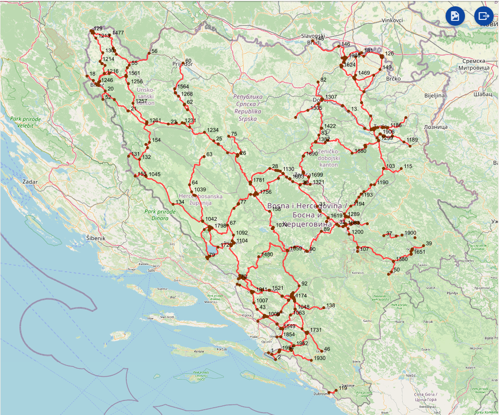 Graphic overview for Intersections on the main road network of the Federation of Bosnia and Herzegovina