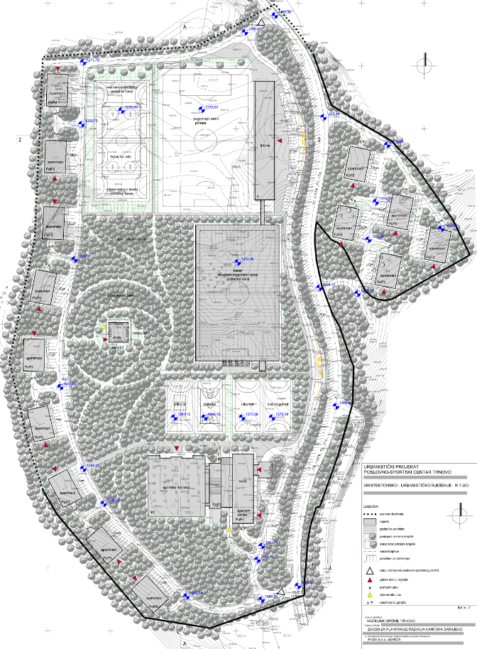 Graphic overview for Urban planning project "Business - Sports Center Trnovo"