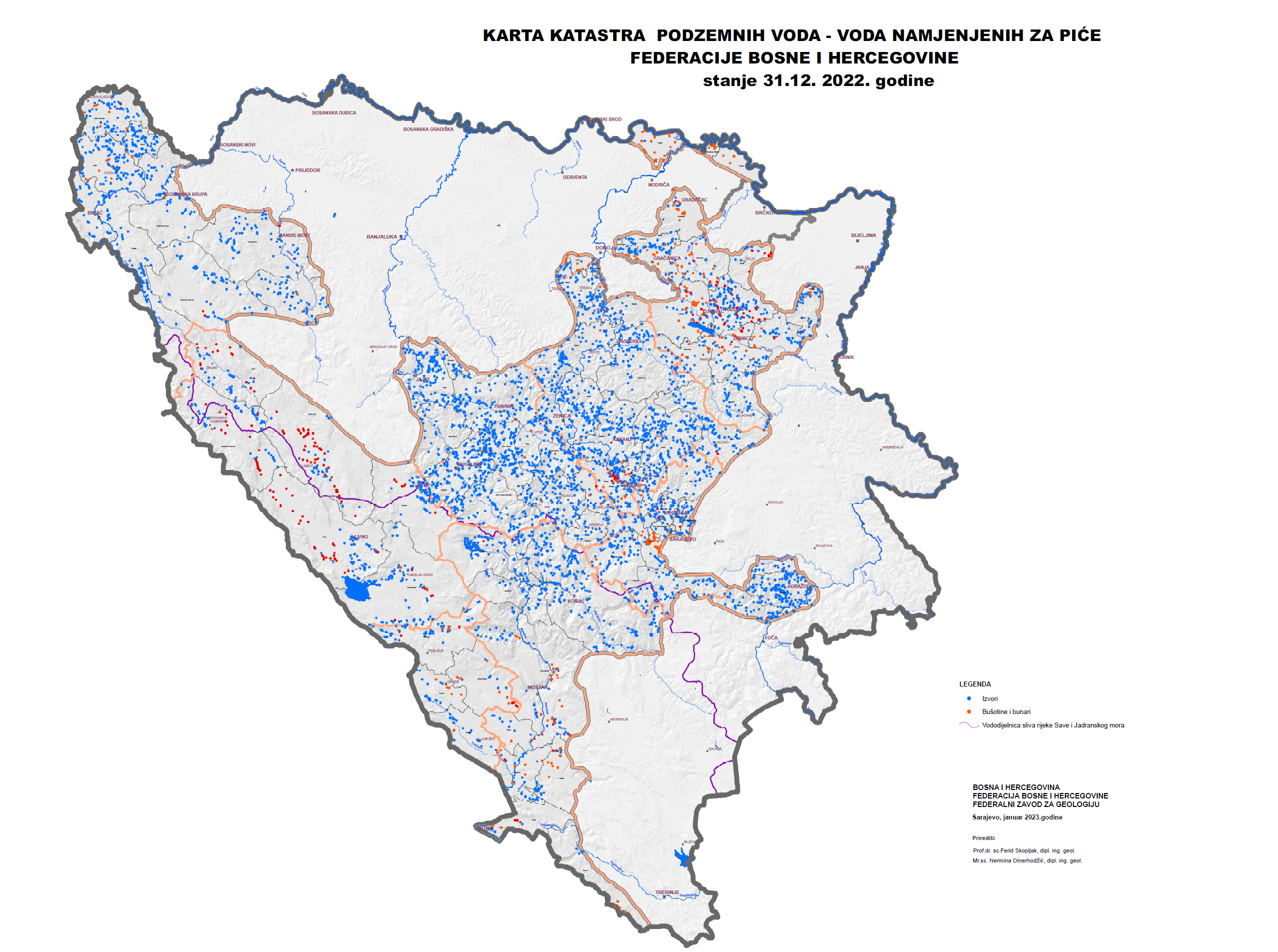 Graphic overview for Groundwater Cadastre of the Federation of Bosnia and Herzegovina