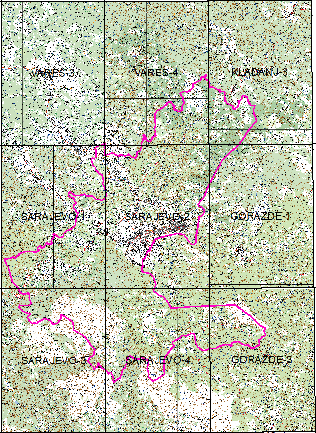 Graphic overview for Topographical map 1:50 000 of Sarajevo Canton