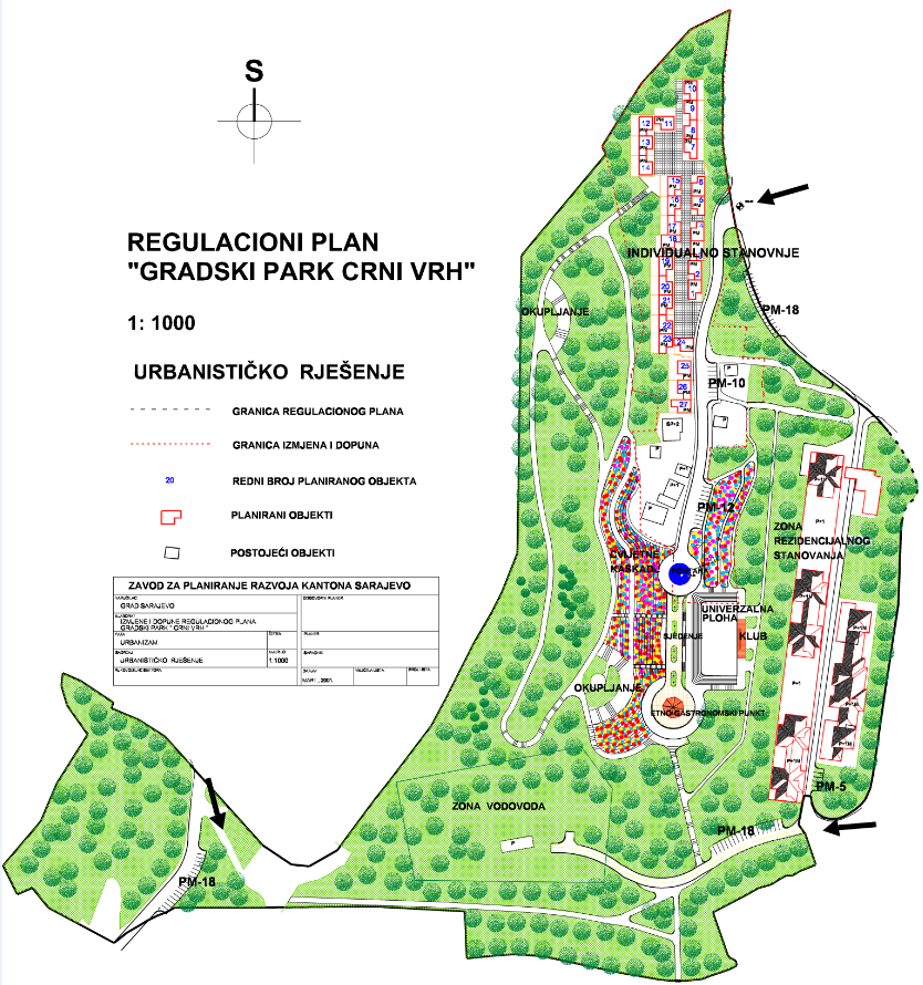 Graphic overview for Regulatory plan "Crni vrh City Park"