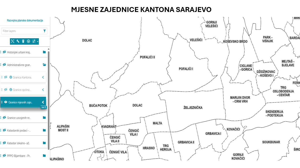 Graphic overview for Database of the boundaries of local communities of the Sarajevo Canton
