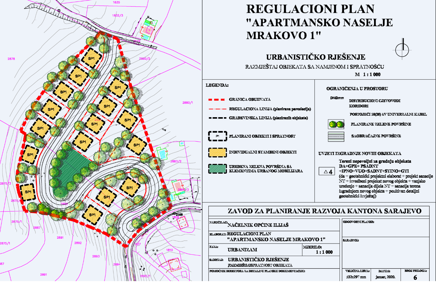 Graphic overview for Regulatory plan "Apartment settlement Mrakovo I" - Ilijaš