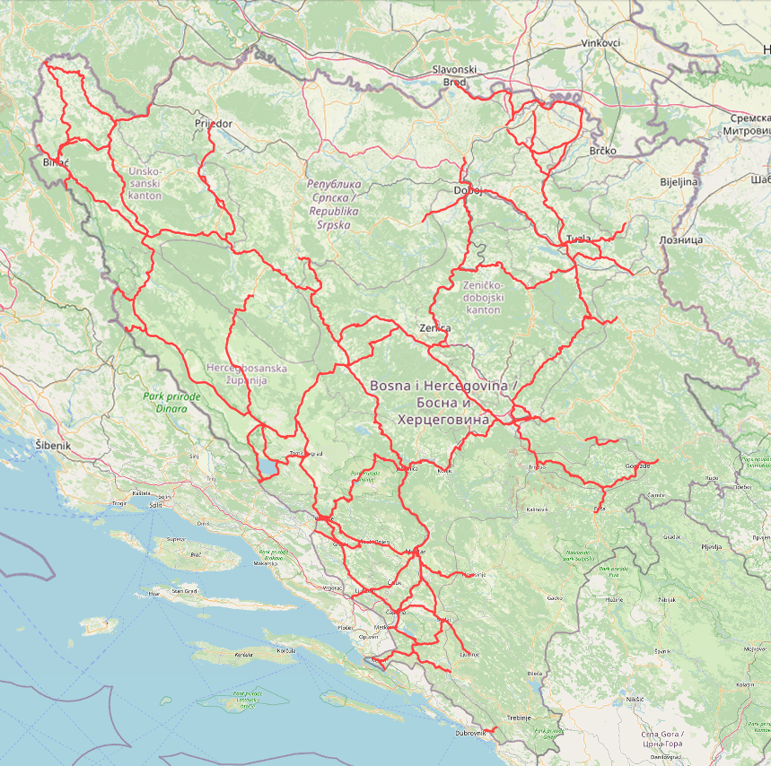 Graphic overview for Main road network of the Federation of Bosnia and Herzegovina