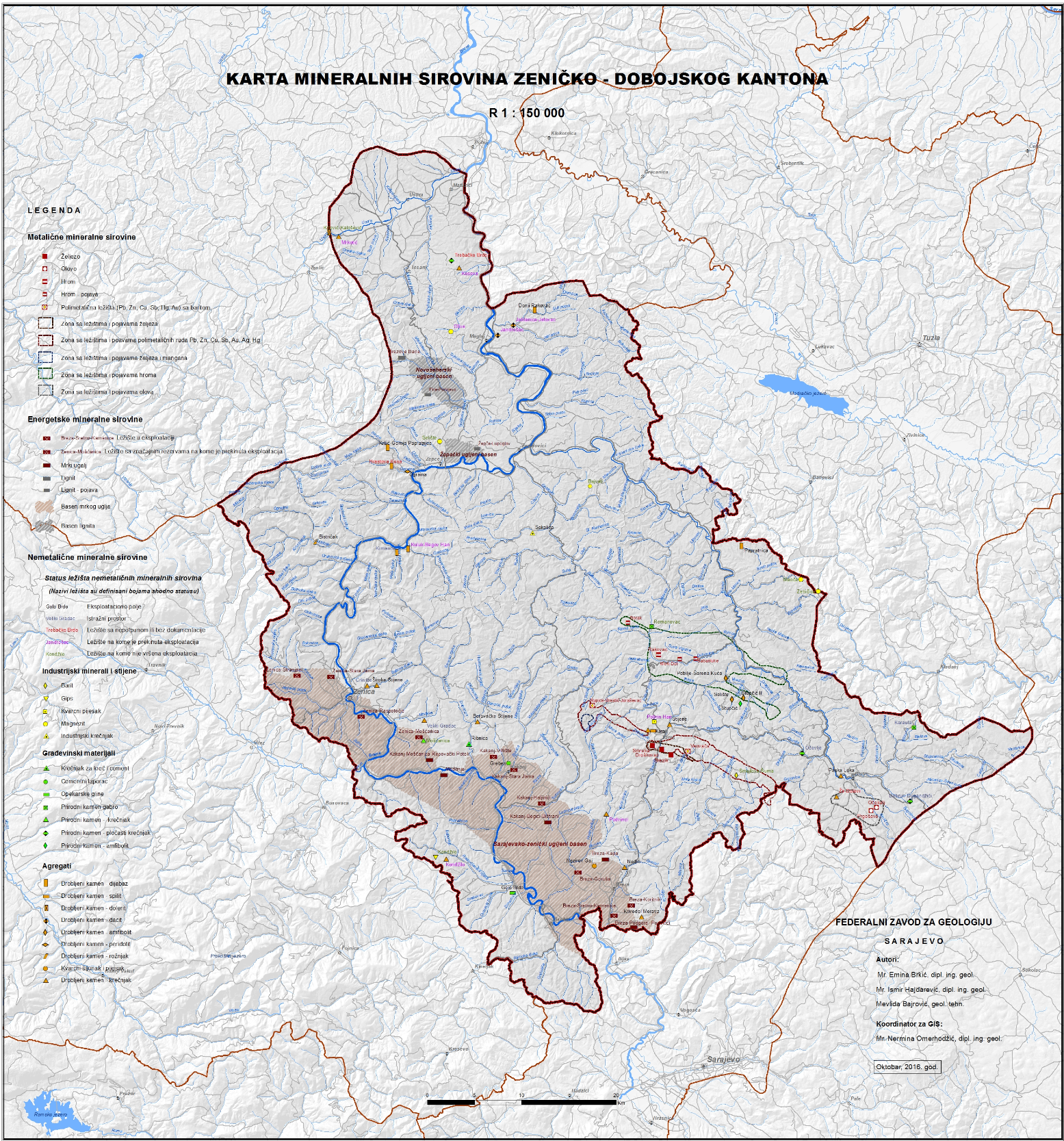 Graphic overview for Cadastre of mineral resources for the FBiH area