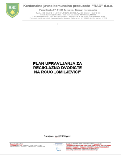 Graphic overview for Management plan for the recycling yard at RCUO "Smiljevići"