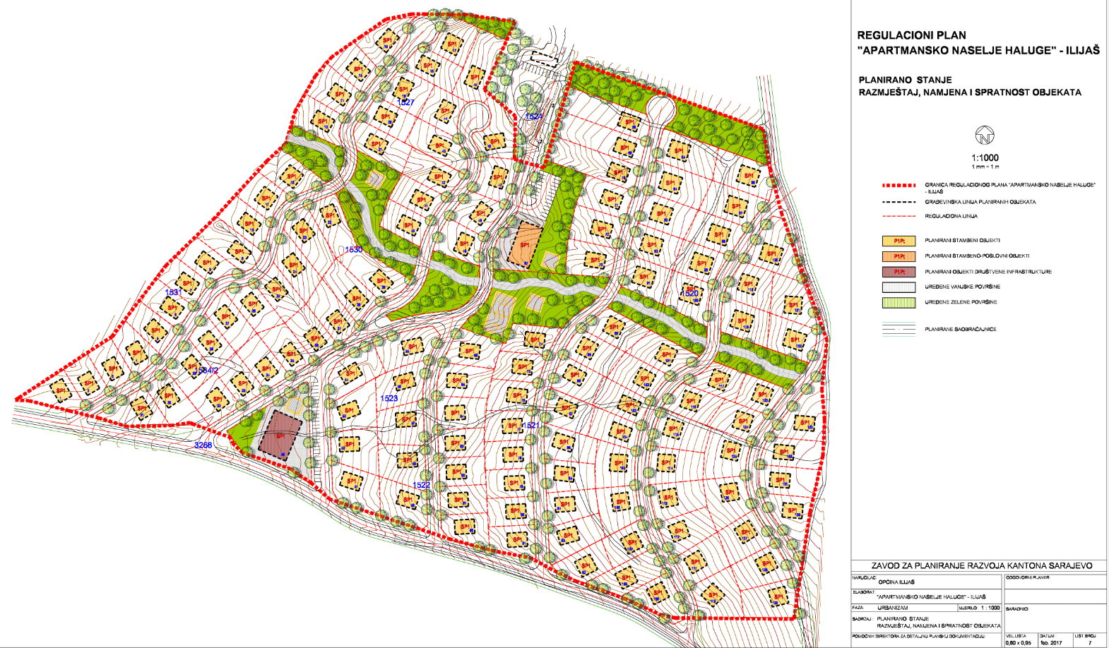 Graphic overview for Regulatory plan "Haluge Apartment Complex" - Ilijaš