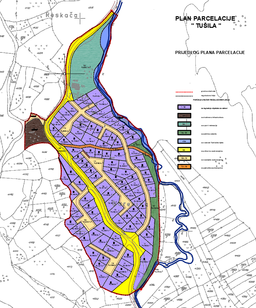 Graphic overview for "Tušila" subdivision plan