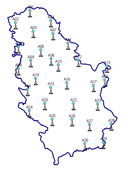 Graphic overview for Geodetic reference CORS network of Serbia - AGROS