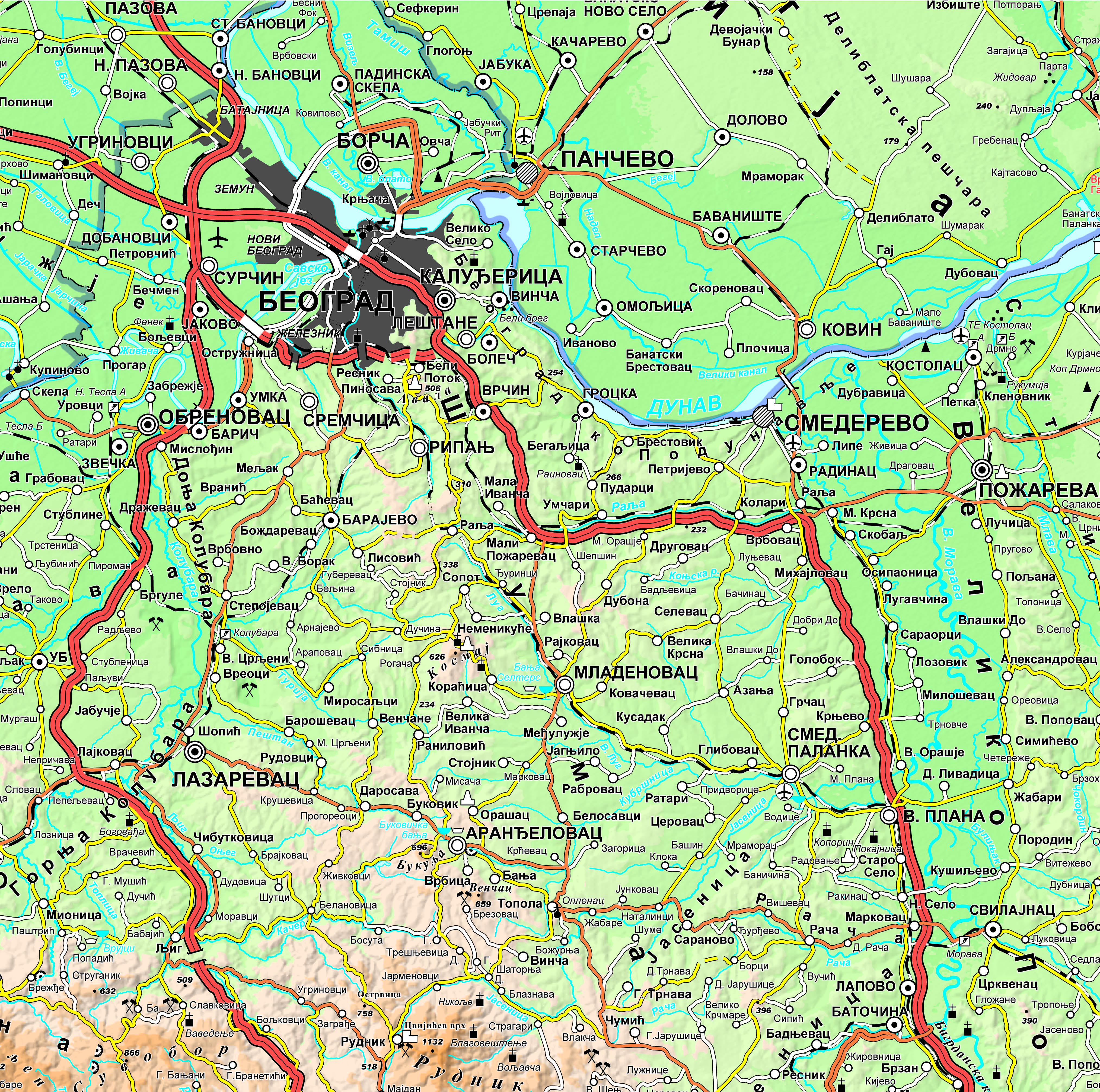 Graphic overview for Geographical-tourist map of Serbia at a scale of 1: 300 000