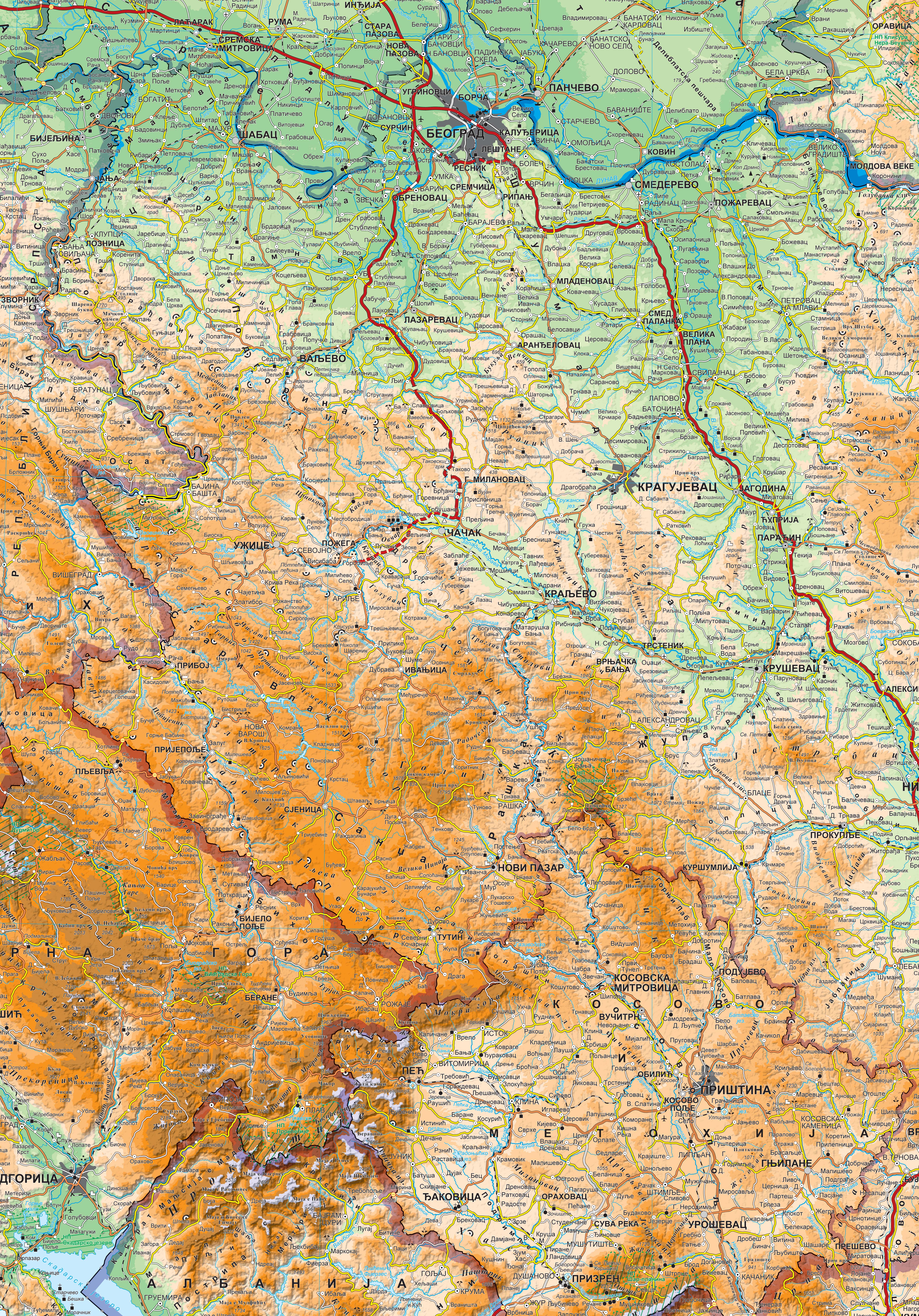 Graphic overview for Geographical-tourist map of Serbia at a scale of 1 : 500 000
