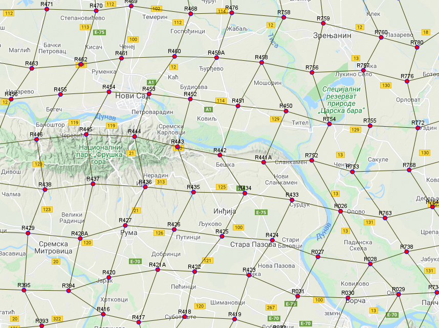Graphic overview for Serbian spatial geodetic reference network - SREF